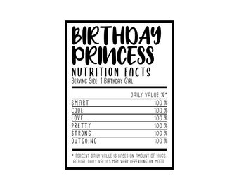 Download Birthday Nutrition Facts Svg Etsy