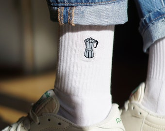 Espresso maker | Embroidered organic cotton socks