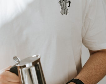 Espresso maker | Embroidered Organic Organic Cotton T-Shirt