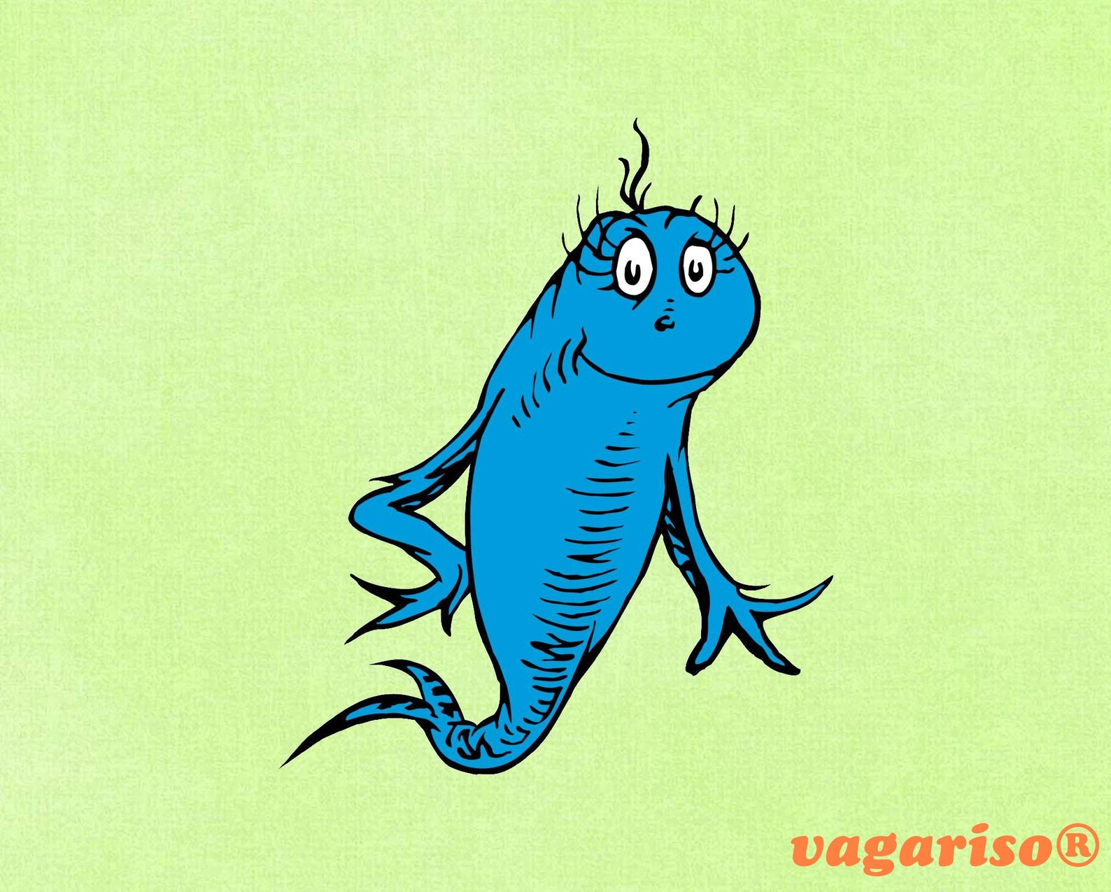 Dr Seuss Blue Fish SVG 2 svg dxf Cricut Silhouette Cut | Etsy