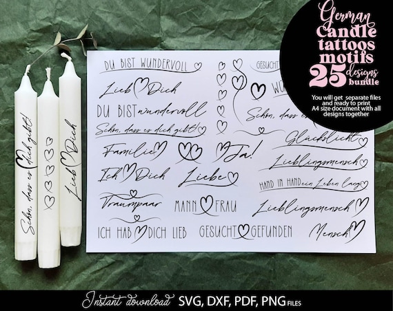 German Liebe Familie SVG Bundle: Candle Texts Cut File (Digital Download)