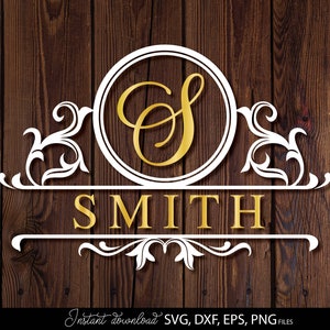 Monogram SVG-paket | Efternamn SVG | Efternamn SVG | Kransmonogram SVG | Cirkelmonogram SVG | Skärfiler Cricut, Silhouette bild 10