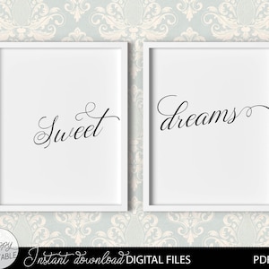 Sweet Dreams Print Set: Bedroom Wall Art (PDF & JPG)