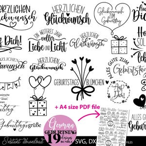 Plotterdatei Geburtstag - Geburtstagssprüche svg- Geburtstag svg- Cricut Silhouette - Geburtstag Schriftzüge - Gebustag Plotterdatei alemán