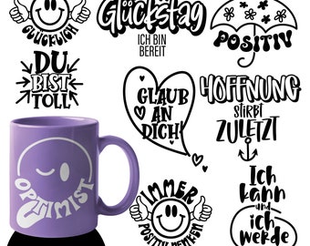 Motivation SVG Bundle, Sprüche Deutsch Plotter Datei Set, Positiv Design Tasse Shirt Geschenk DIY Inspiration