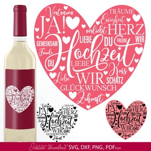 Arquivo de plotter de sinais de casamento alemão Svg Dxf Png Arquivo de plotter de citações de Liebe alemão Svg Png Dxf Alemão Hochzeit Verliebt Verlobt Verheiratet