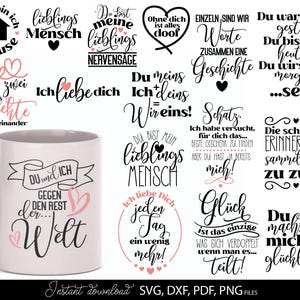 Liebe SVG Sprüche Bundle、Deutsch Paar Geschenk Valentinstag Plotter Datei、Romantik セット