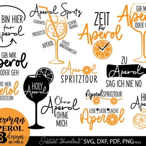 Bundle de fichiers traceur allemand Aperol svg png - Holy Aperoli svg - Aperol escapade svg - Aperol queen svg png - alcool allemand bundle - Laserdatei