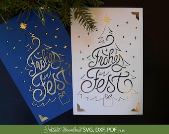 Carte de sapin de Noël 3D SVG : fichier de coupe Cricut & Silhouette, téléchargement numérique