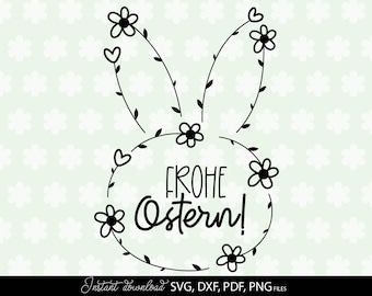 Frohe Ostern SVG バニー花柄デザイン、最小限のライン アート要素、イースターの引用デジタル ダウンロード