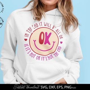 Vai Ficar Tudo Bem SVG | Rosto Feliz PNG | Vibes de Verão svg | Svg da Moda | Seja Feliz svg | Citações Motivacionais png | Sublimação png
