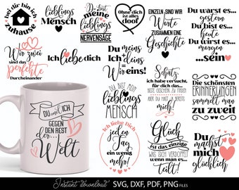 German Liebe Quotes Plotter File SVG PNG DXF | Liebling Heart Svg | Cricut Silhouette Plotting Bundle Clipart Liebe Ich Mag Dich Liebling