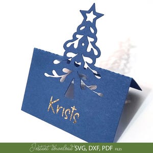 Lasergeschnittene Weihnachtskarte Svg Dxf Weihnachtskarte Papel Cricut Weihnachtskarte basteln mit Silhouette Papel schneiden Tischkarte