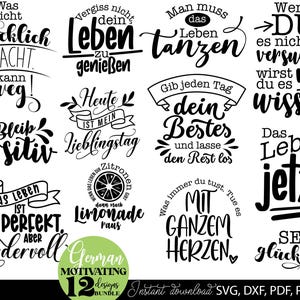 Deutsche Motivationszitate Plotterdatei SVG PNG DXF, Deutsche Sprüche Svg, allemand Plotterdatei Clipart, Deutsche positive Zitate svg png dxf