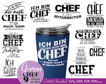 Chef Sprüche SVG-bundel Plotter Datei, Lustig Typografie Büro Geschenk Chef Mitarbeiter Team DIY