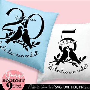 German Hochzeit plotterdatei Porzellanhochzeit Silberhochzeit Perlenhochzeit Svg Rubinhochzeit Goldene Hochzeit Diamanten Hochzeit Svg Png Dxf Png files included. Compatible with Cricut, Silhouette, Glowforge, sublimation, laser cut machines. Buy now