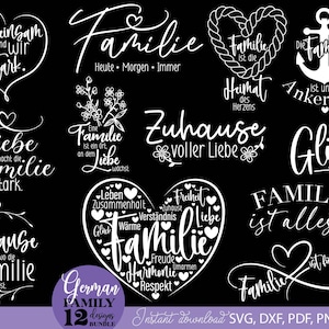 Deutsche Plotterdatei Familie- Plotterdatei Herz svg - Familie svg - Deutsche Sprüche Svg - Plotterdatei Geschenk- Cricut - Laserdatei