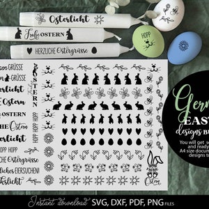 Bundle Deutsche Wörter Ostern SVG PNG PDF | Schnittdatei Schriftzug Ostern | Plotterdatei Kerze Texte Ostern Kerze Design svg