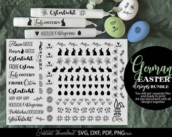 東方ドイツ語単語 SVG バンドル: キャンドルテキスト、プロッターファイル、デジタルダウンロード
