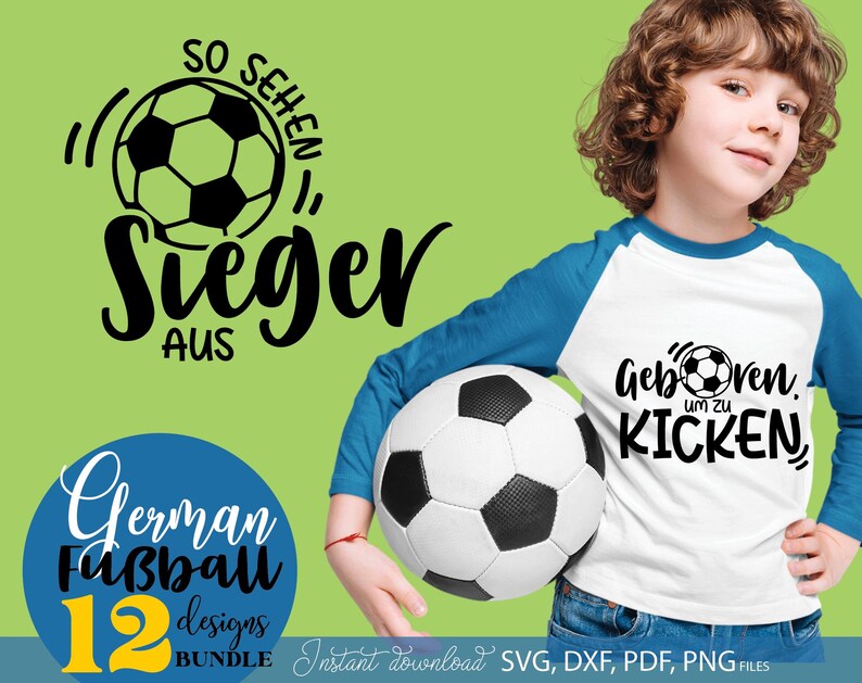 Fußballmotiv „Fußballkind“ mit Ball. Perfekte Datei für Cricut, Silhouette, Shirts, Hoodies, Turnbeutel oder Poster. Ideal für Kinder und Jugendliche, die Fußball spielen und lieben. Datei erhältlich als SVG, PNG, PDF und JPG, perfekt für DIY-Projekte, Sportgeschenke oder Vereinsartikel.