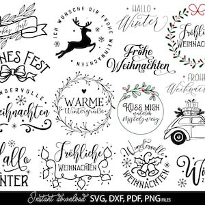 Frohe Weihnachten Plotter Arquivo SVG, PNG, DXF, pdf Weihnachten Svg Bundle Arquivo de corte de Natal alemão Arquivo de plotagem Svg Cricut Silhouette laserdate