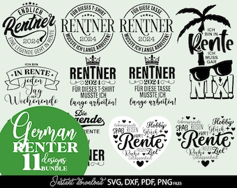Paquete SVG de Rentner, Endlich Rentner, Rente Sprüche Set, Ruhestand Geschenk Idee Plotter Datei