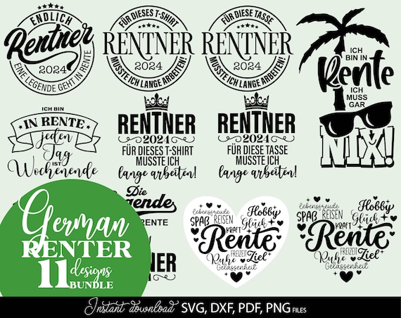 Rentner SVG Bundle, Endlich Rentner, Rente Sprüche Set, Ruhestand Geschenk Idee Plotter Datei