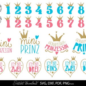 German Geburtstagskind Zahl Plotter File SVG Bundle DXF PNG Clipart Plotterdatei Zahl 1 - 9 Svg Bundle Alles Gute Zum Geburtstag
