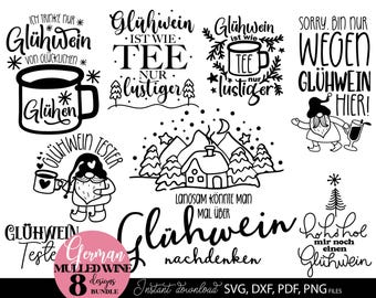 Lustige Glühwein SVG Bundle com Weihnachts Sprüchen Winter Wichteln e Weihnachtsmarkt Designs para DIY Geschenke