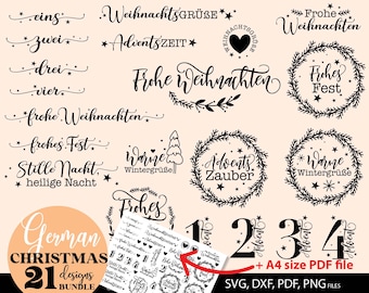 German Christmas SVG Cut File Bundle – Festive Holiday Designs (svg, png, pdf, dxf)
