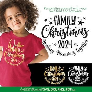 Kerst 2024 familie Shirt Svg Png kerst 2024 Svg Png herinneringen maken samen kerst familie bijpassende Shirts Svg-bestanden voor Cricut