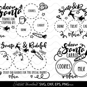 Pacchetto SVG "Caro Babbo Natale" - SVG di Natale - Vassoio di biscotti per Babbo Natale - Piatto di biscotti per Babbo Natale - Dolcetti di Babbo Natale - File tagliati al laser