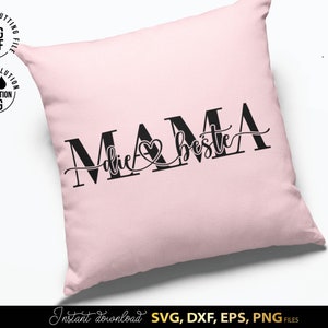 Mama SVG Bundle mit stilvollen deutschen Schriftzügen wie Mama die Beste und Oma die Beste in eleganter Typografie mit Herzmotiv. Modernes schwarz weiß Design eignet sich perfekt für personalisierte Geschenke, T Shirts, Tassen und DIY Projekte. Ideal für Muttertag, Geburtstag oder besondere Anlässe für Mama und Oma. Hochwertige Plotter Dateien zur kreativen Gestaltung liebevoller Dekorationen und individueller Geschenkideen für Familie.
