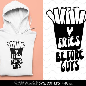 Design per maglietta svg di San Valentino - svg anti San Valentino - ama le patatine fritte prima dei ragazzi - file Svg con citazioni sarcastiche di San Valentino per cricut