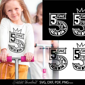 Zahl fünfter Geburtstag Number fünfter Geburtstag Plotterdatei Bundle Art Png Deutsche Kinder ein Geschenk Zahl Plotterdatei Geburtstagskind Clipart