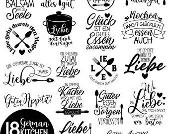 German Kitchen Plotter File Svg Bundle German Küche Plotter File SVG German Zuhause plotter file Svg Png Dxf Pdf Guten Appetit Laserdatei