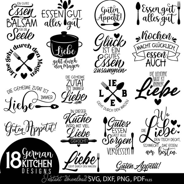 German Kitchen Plotter File Svg Bundle | German Küche Plotter File SVG | German Zuhause plotter file Svg Png Dxf Pdf | Guten Appetit