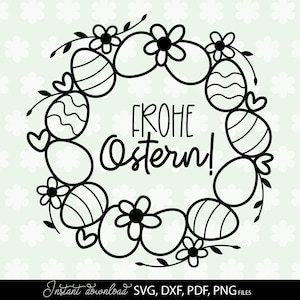 Frohe Ostern SVG: German Easter Bunny Wreath (Digital Download)