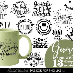 Fichier de traceur allemand citations motivantes SVG PNG DXF | Proverbe allemand Svg | Bundle de dessins de traçage | Citations positives allemandes svg png