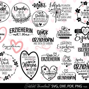 Fichier de traceur allemand Erzieherin Svg Erzieherin deutsche Sprüche SVG Bundle Erzieher Schriftzüge Kindergarten Lebewohl Svg Erzieher SVG