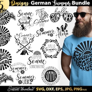 ドイツの Sommer プロッター ファイル SVG バンドル |こんにちはサマー Png Dxf Jpg Eps |サマー・リーベSVG | Cricut シルエットのダウンロード プロット バンドル