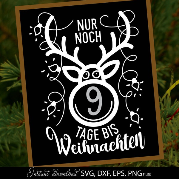Tage Bis Weihnachten Svg | Frohe Weihnachten Plotter File SVG | Plot File | Weihnachten Svg | German Christmas Svg | Adventskalender Svg