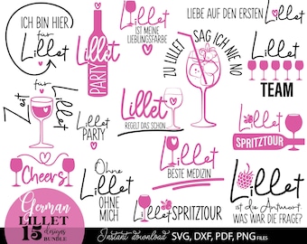 Mädelsabend Party Cocktail SVG Deutsch Spritz Lillet Party Team Lillet Plotter Datei PNG Geschenk Idee Frauen Abend