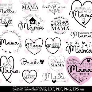 Mama Plotterdatei SVG PNG bundle Liebling Herz Ich Mag Dich Cricut Silhouette Download Plotter Bundle Alles Liebe Zum Muttertag
