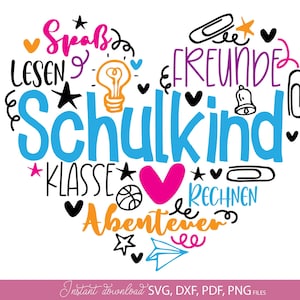 German Schulkind SVG, School Adventure Freunde Lernen Typography, Back To School Shirt Gift File