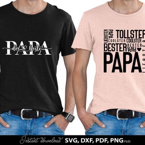 Papa SVG Bundle mit deutschen Sprüchen wie „Bester Papa“, „Coolster Papa“, „Papa ist mein Held“ und „Vatertag – Tag der Helden“. Enthält liebevolle und humorvolle Designs für Väter mit moderner Typografie und dekorativen Elementen. Perfekt geeignet für DIY Projekte wie T-Shirts, Tassen oder Geschenke zum Vatertag, Geburtstag oder als persönliche Überraschung für Papa.