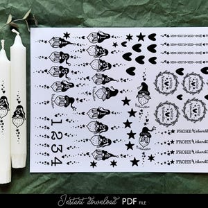 Plotterdatei Wichtel - Du bist mir Wichtelig - Adventkalender kerzen tattoo - Wichtelgeschenk - Rub ons - Weihnachten Kerzen Tattoo Wichtel