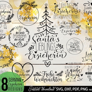 Deutsche Erzieherin Plotterdatei Erzieher geschnitten Datei Kindergarten Erzieherin Weihnachten Danke SVG Cricut Silhouette Erzieherin Geschenk