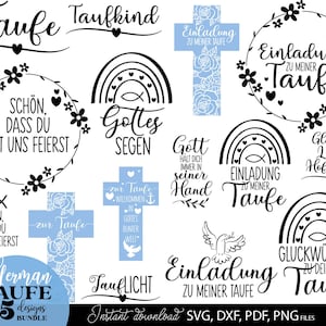 Taufe Plotterdatei Svg Png Dxf - Bundle Communion Svg Png - Bundle baptism Svg Png - German Plotterdatei - taufe geschenk Svg Png