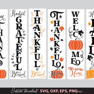 Letrero de porche de otoño vertical SVG, paquete de letreros de porche de Halloween SVG, letrero de bienvenida de granja SVG, archivos SVG de decoración del hogar de otoño para Cricut Silhouette